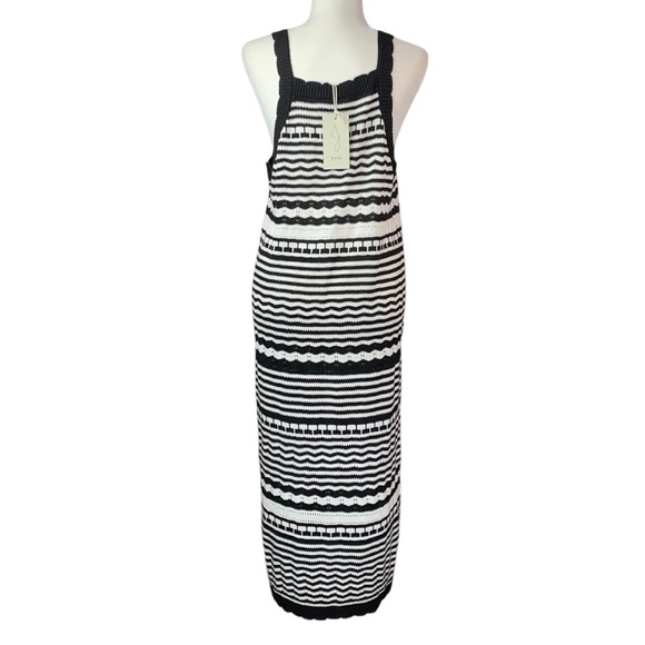 NEW Joie XL Crocheted Knit Midi/Maxi Dress Black White Fall Layering - Picture 4 of 10